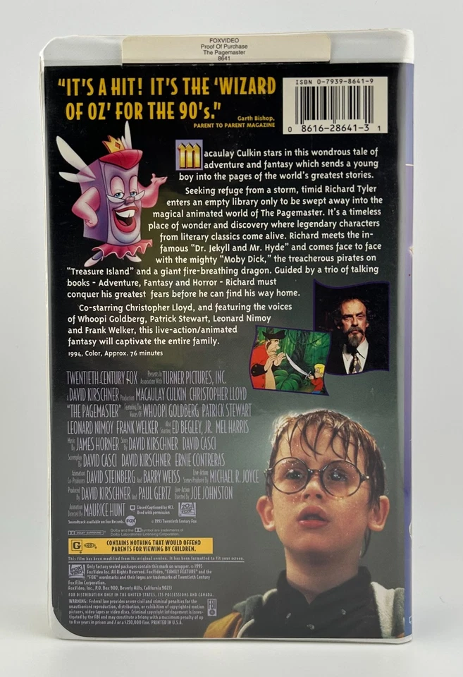 The Pagemaster VHS Tape 1994 Release Macaulay Culkin - Image 2 of 4