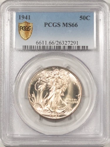 1941 WALKING LIBERTY HALF DOLLAR - PCGS MS-66, LUSTROUS & FRESH!