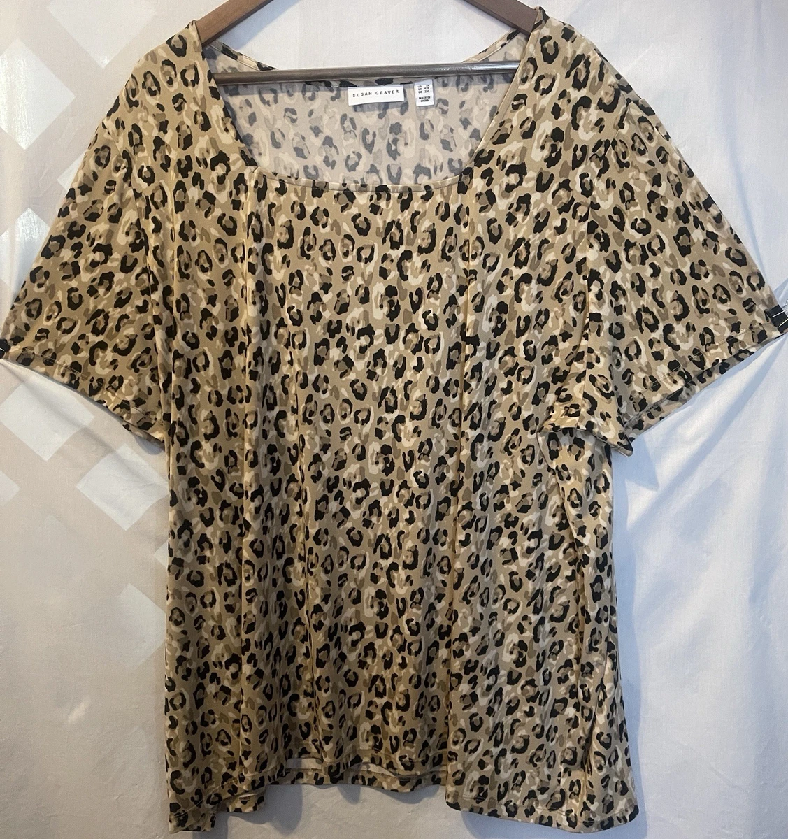 Chemise Femme Susan Graver - Imprimé Léopard/guépard - Taille M - Manches Longues