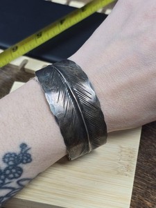 ✨Stuart Nye FEATHER BRACELET Cuff Staple * 925 Sterling Silver