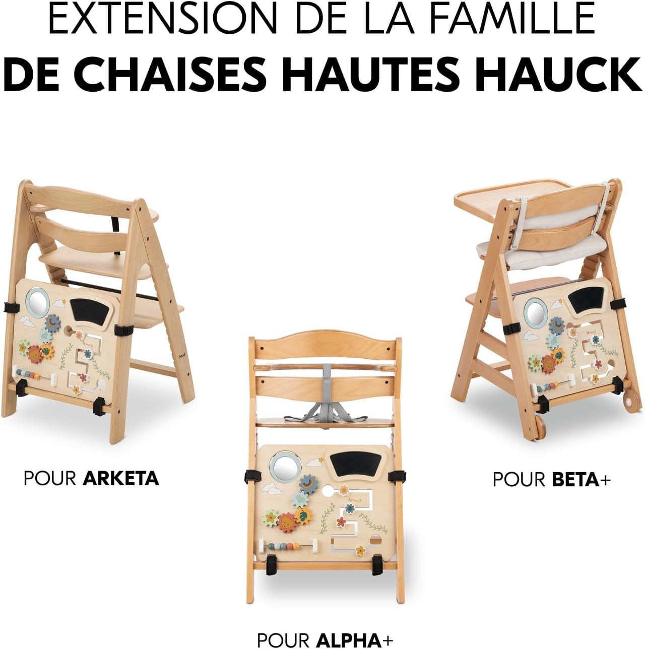 Tableau d'activités bois Hauck Alpha fixation scratch pour bébé