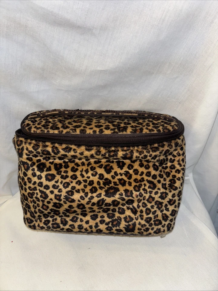 Juego de viaje de piel sintética de leopardo (3) piezas maquillaje para artículos de tocador y pequeñas bolsas de joyas con cremallera nuevo* Foto 3 de 4