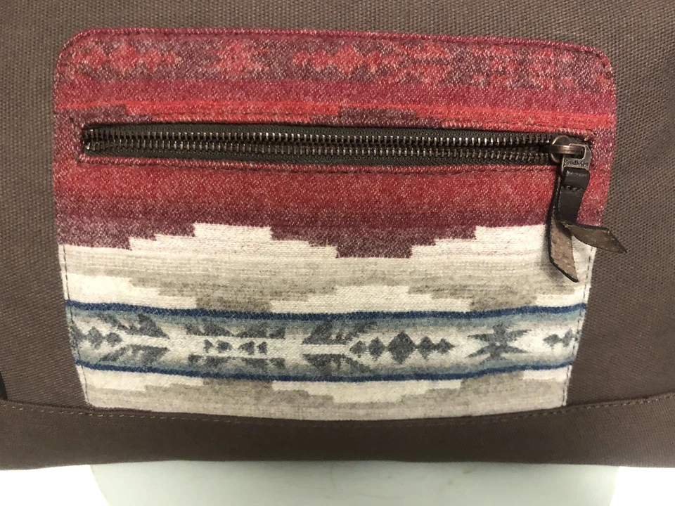 Pendleton Brown Canvas Weekender Tote Bag with Wool Accent and Leather Trim NWOT - Image 3 of 4