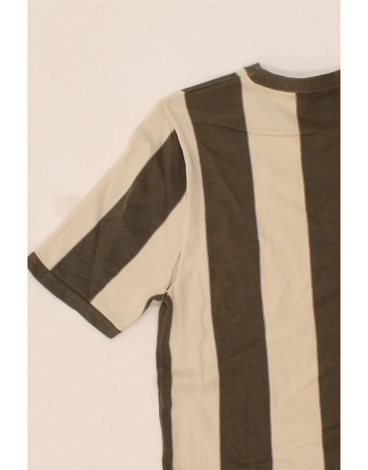 Camiseta Top REISS Para Hombre Pequeña Caqui Rayas Algodón AK13 Foto 3 de 4