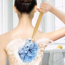 Back Scrubber for Shower  Body, Long Handle Bath Brush with Loofah Sponge, Exfo