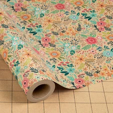 MAYPLUSS Colorful Floral Kraft Wrapping Paper Roll - 17Inch X 33Feet - Garden 