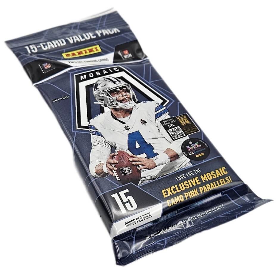 2025 Panini Mosaic Football 15 Card Jumbo Value Cello - Factory