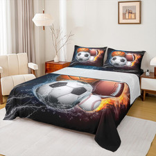 Luxury Sports Bed Sheets Set for Kids Teens - 4 Pcs, Queen Size