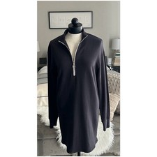 Monrow Half Zip Sweatshirt Dress Faded Black Size Small Knit Stretch Casual