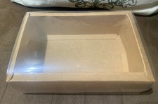 Cardboard Display/Storage Box with Lid, Clear Window, Brown & Clear. Pack of 8