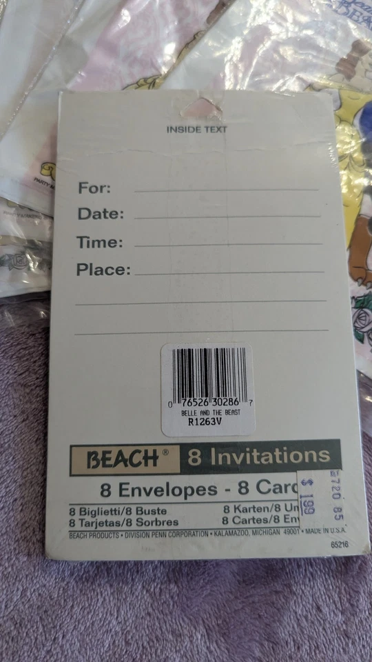 Lote de Favores de Fiesta Bella Bestia Disney De Colección Bolsas de Botín Invitaciones  Foto 3 de 4