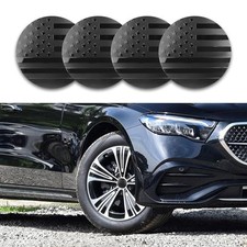 4PCS Wheel Center Caps Stickers with American Flag Design, Center Caps Black
