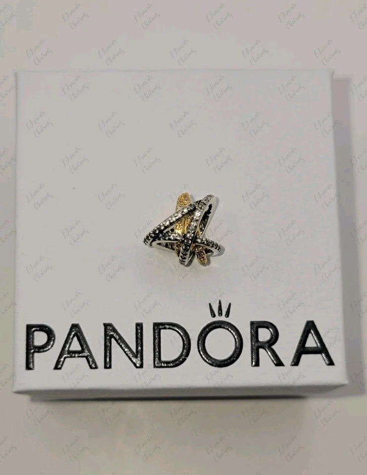 Auténtico Dije Estrella Cruzada Brillante Chapado en Oro Pandora 763590C01 con Caja D65 Foto 4 de 4