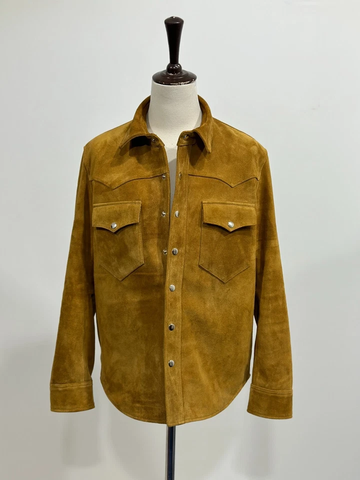 Men's 100% Real Suede Leather Trucker Jacket Premium Scully Shirt Western Wear - Image 4 of 4