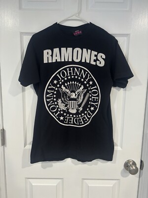 Ramones 1-2-3-4 Vintage T Shirt Black Size Medium 2000s Pink Tag Logo Band Punk