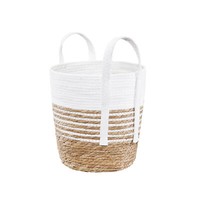 Korb Mit Henkel Flechtkorb Korb Aufbewahrungskorb Seegras 25 X 26 Cm Weiß