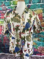 Paradise Found Hawaiian Shirt Mens XL Wine Grape Cotton Short Sleeve Vintage