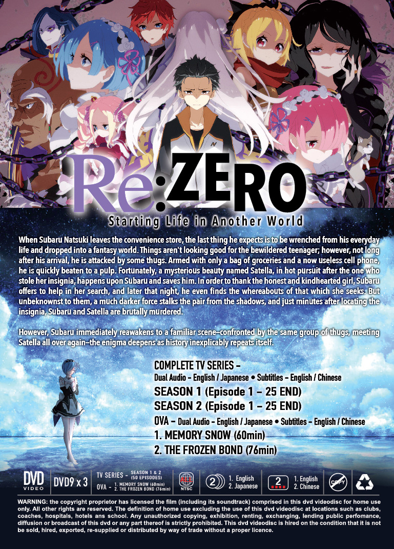 Anime DVD Re:Zero Starting Life in Another World Season 1+2 + 2 OVA Free  Ship