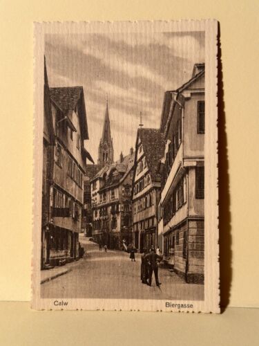 AK, Calw, Biergasse, Straße, Häuser, Personen, gelaufen 1938