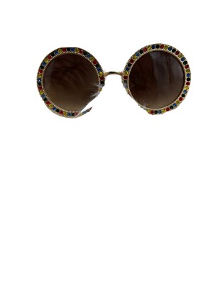 SOJOS Shining Oversized Round Rhinestone Sunglasses Festival 