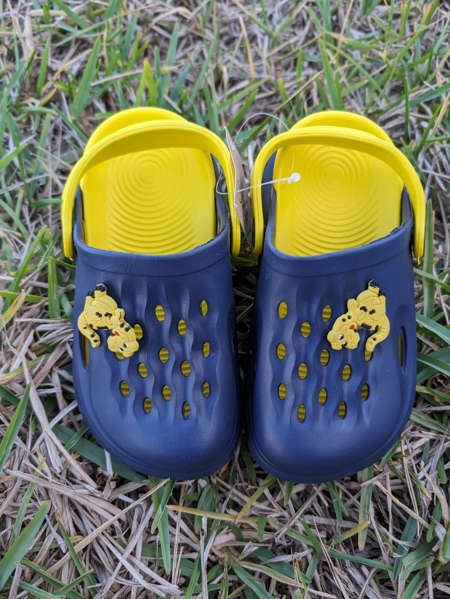 Kids Unisex Classic Clog Slip on Sandals Shoes( Blue and Yellow