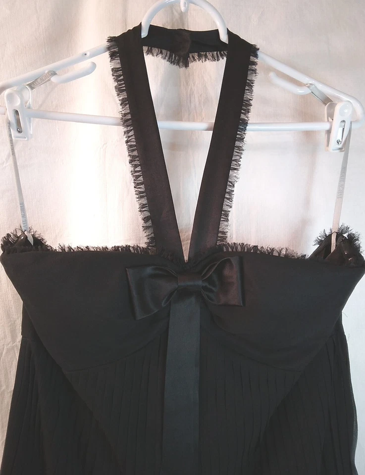 Mikael Aghal • Размер 12 • 100% шелк • падение талии • с бретелью через шею • мини пузырь платье • - Изображение 2 из 4