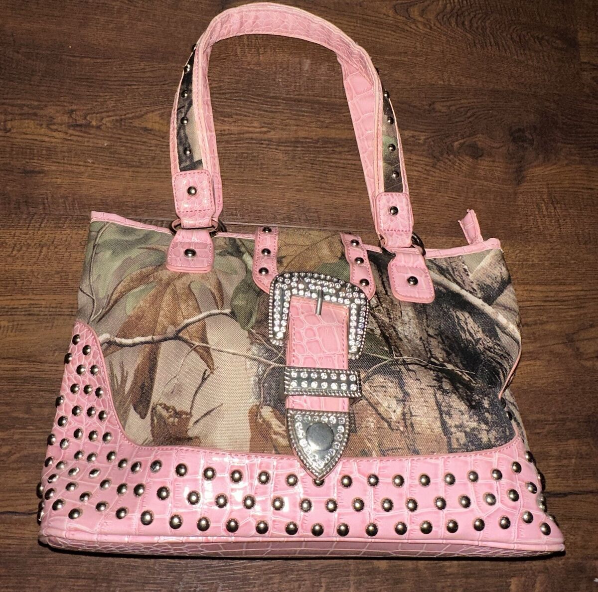 REAL TREE PINK CAMO BAG WITH RHINESTONE BUCKLE | eBay
