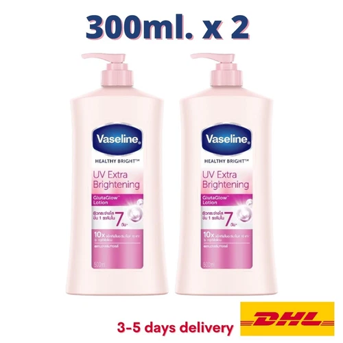2 x 300ml Vaseline Healthy White UV Lightening Body Lotion Moisturizer Whitening
