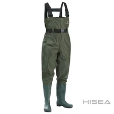 Fishingsir Green 2-Ply Nylon PVC Waterproof Fishing Chest Waders (US Sz 9M / 11W