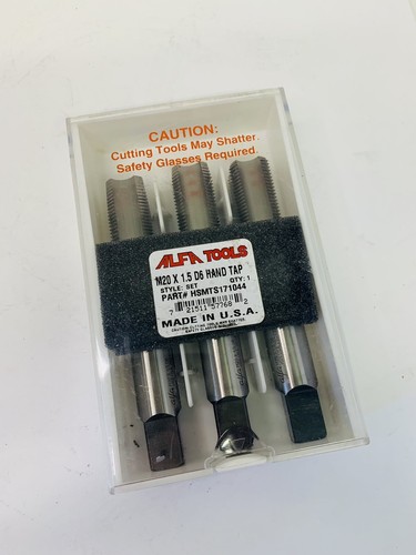 ALFA TOOLS Metric M20 X 1.5 D6 Hand tap (3-pack) NOT an Off brand, Made In USA! - 第 1/6 張圖片