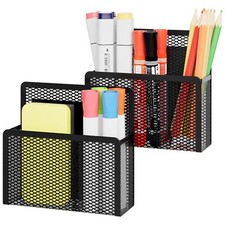 2 Pack Magnetic Dry Erase Marker Pen Holder Mesh Pen Rack for Whiteboard Fridge