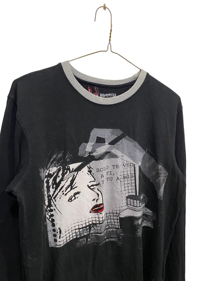 Camiseta Adolfo Dominguez Para Hombre M Manga Larga Arte Gráfico RARA Solo Te Veo A Ti Foto 3 de 4