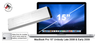 NewerTech MacBook Pro 15''Laptop-Batterie Ende 2008 /Anfang 2009 Unibody-Modelle