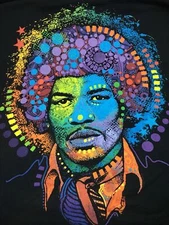 Liquid Blue Shirt Jimi Hendrix Large Short Sleeve, Black, Off Centered Graphics