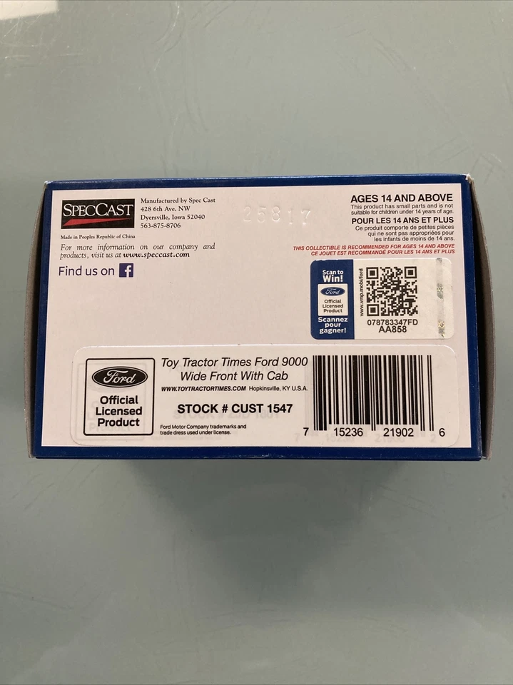 1/64 Ford 9000 Cab Tractor w/ Duals 2017 Toy Tractor Times by SpecCast Cust1547 - Image 3 of 4