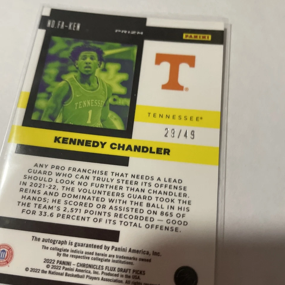 KENNEDY CHANDLER - 2022-23 Panini Chronicles Flux Blue Auto - GRIZZLIES RC /49 - Image 2 of 2