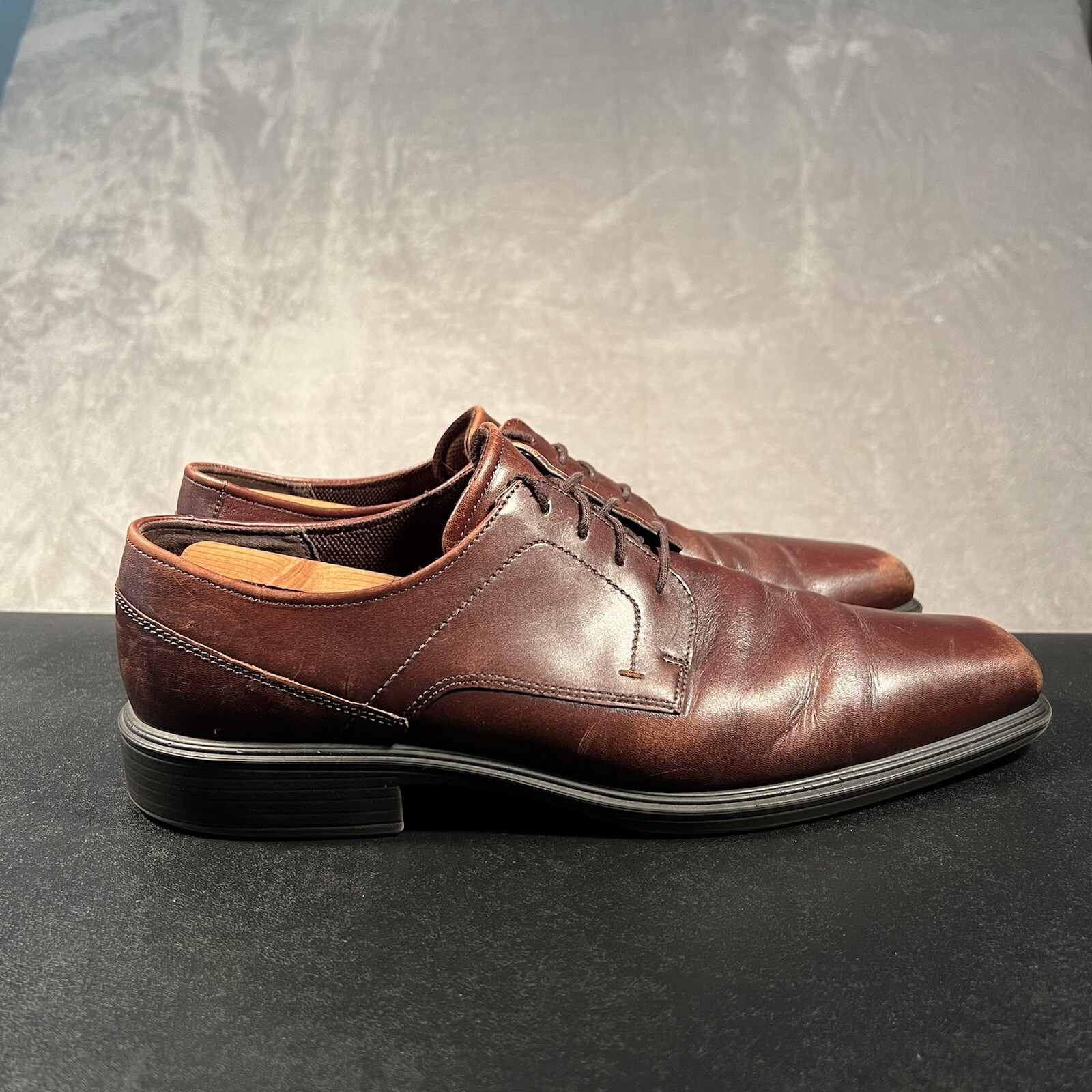 SAOLA ECCO Sqaure punta in pelle scarpe eleganti da uomo 13 marroni EUR 47 scarpe eleganti