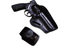 K03001 Pancake Leather Holster & Speedloader Pouch For 357 Magnum 4 " Handmade!