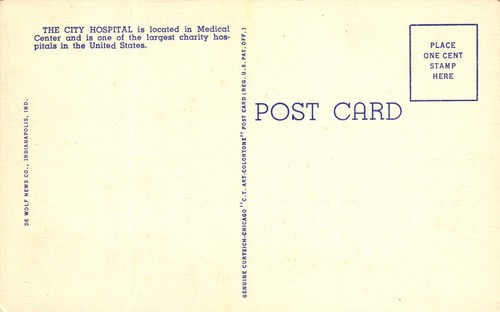 Postkarte Stadtkrankenhaus, Indianapolis, Indiana - Bild 2 von 2