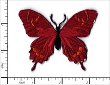 25 Pcs Embroidered Iron on patches Vibrant Wine Red Butterfly 74x60mm AP014bG