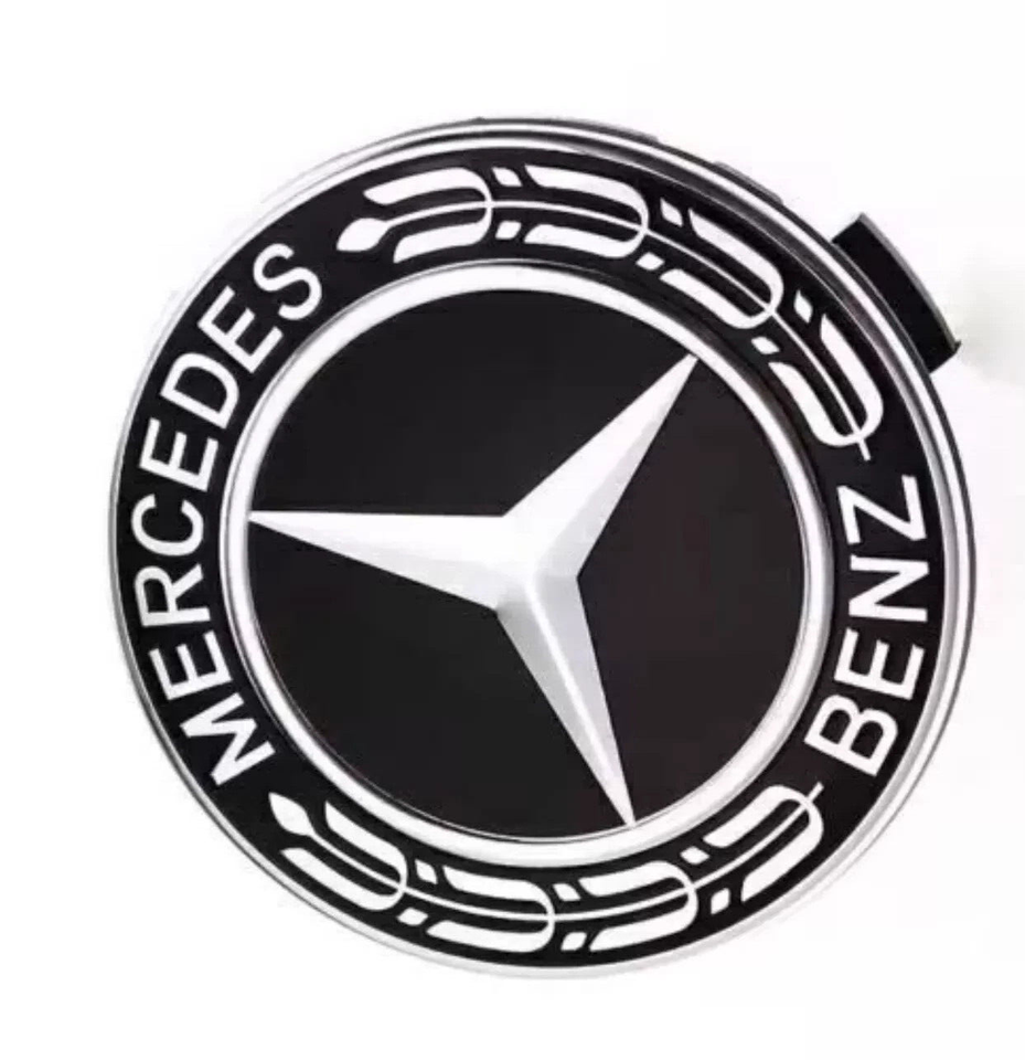 4x Mercedes Black Alloy Wheel Centre Hub Caps 75mm A B C E S M Class ML ...