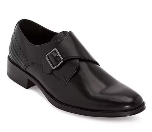 J. Ferrar Men's Cambridge Slip-On Monk Strap Dress Shoe Black Size 9.5 M