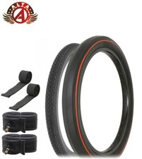 SCHWINN STYLE BRICK 20X 1.75 S2 & 20X 2.125 S2 WIDE SLICK RED LINE TIRE 6PC SET