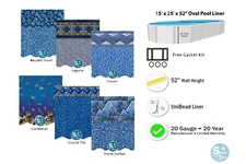 SmartLine 15' x 25' x 52" Oval Unibead 20 Gauge Above Ground Swimming Pool Liner