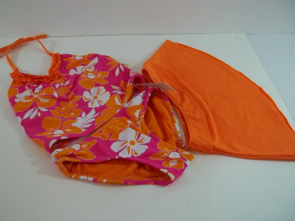 Nuevo con etiquetas Traje de baño Tankini naranja/rosa para niña XS (4/5) 3 piezas Angel Beach Foto 2 de 2