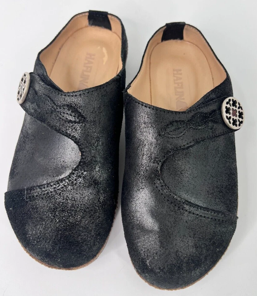 Zuecos sin cordones Haflinger Adventure de cuero negro hechos en Ucrania para mujeres 5/36 Foto 3 de 4