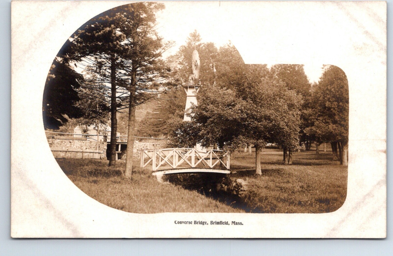 RPPC Real Photo Postcard Massachusetts Brimfield Converse Bridge Wind ...