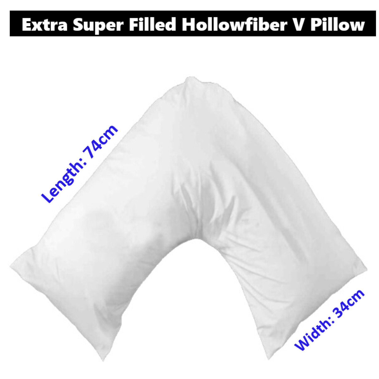 Extra Filled Hollowfiber V Shaped Pillow Orthopedic Back Neck Pregnancy