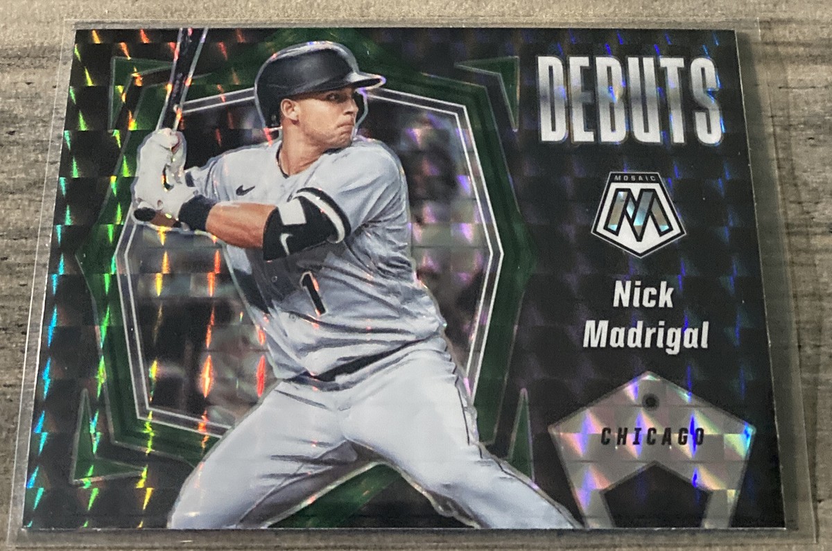 2021 Mosaic Nick Madrigal RC Rookie Debuts Green SP Prizm Card