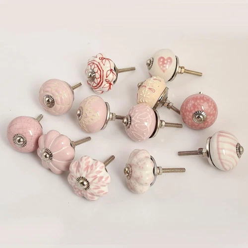 Handmade Ceramic Door Handle Cabinet Door Knobs Indian 10 PC